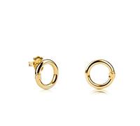 TOUS 18k Gold Plated Ring Earrings on Silver for Women with Bear Pattern 1.6 cm, Thin and Elegant, Hold Collection