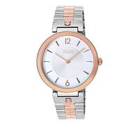 TOUS Analogue watch with pink steel bracelet for women, diameter 36 mm and metal dial, functions: hours and minutes, water-resistant to 3 ATM, S-Band collection