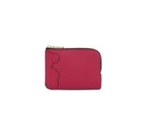 TOUS Bear Anniversary Women's Small Zipper Wallet Fuchsia Faux Leather Elegant Design with Decorative Edge
