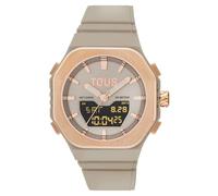 TOUS Women's Watches Bet Rose Gold Steel Analog/Digital Watch with Taupe Nylon Bracelet