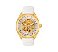 TOUS Now Automatic Analog Watch with Steel Case and Silicone Strap, Gold and White, Strap