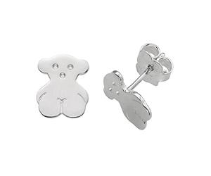 TOUS Sterling Silver Earrings for Girls with Snap Closure, Size 0.65 x 0.85 cm, Simplicity and Elegance, ALL Bear Collection