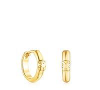 TOUS Women's 18k gold-plated hoop earrings on silver with bear motif and hoop clasp, elegant and versatile, Basics collection