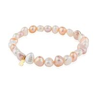 TOUS Women's beaded bracelet with bear pattern in 18k yellow gold, 17.5cm long, elegant and versatile, pearl collection