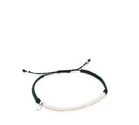 TOUS Women's Green Nylon Cultured Pearl Bracelet with Bear Motif in Sterling Silver, 0.2 cm, Combinable and Versatile, Color AG Collection