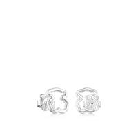TOUS Women's Sterling Silver Earrings with Snap Closure, Bear Size: 1.15cm, Versatile and Timeless, New Carousel Collection