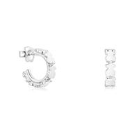 TOUS Women's Sterling Silver Hoop Earrings with Mini Carousel Bear Patterns 5.5mm, Diameter 11mm Elegant and Different, Straight Collection