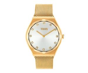 TOUS Women's Watches Analog Watch with Karat Round Mesh Gold Steel Bracelet