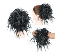 Tousled Messy Bun Hair Piece Straight Curly Mix Ponytail Extensions Fake Synthetic Elastic Band Scrunchies Hairpiece for Women Girls (Color : Q17 60) (Q17 1),Q17 1
