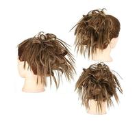Tousled Messy Bun Hair Piece Straight Curly Mix Ponytail Extensions Fake Synthetic Elastic Band Scrunchies Hairpiece for Women Girls (Color : Q17 60) (Q17 10),Q17 10