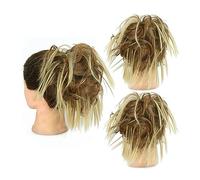 Tousled Messy Bun Hair Piece Straight Curly Mix Ponytail Extensions Fake Synthetic Elastic Band Scrunchies Hairpiece for Women Girls (Color : Q17 60) (Q17 12H25),Q17 12H25