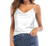 TOUTOUAI Women's Cowl Neck Camis Satin Tank Top Camisoles Blouses (White, 3X-Large)
