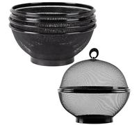 Toutrop 2Pcs Large Capacity Mesh Fruit Basket with Lid Food Grade Prevent Fly Stainless Steel Kitchen Drain Basket Vegetables Fruit Holder,Black