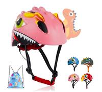 TOUTSEUL Toddler Bike Helmet for Kids 3-8 Years Old, Girls Boys, Pink, 3D Dinosaur Design, Cycling Skating Scooter Helmet