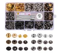 Toututu 120 Sets Leather Snap Fasteners Kit, 12.5mm Metal Snap Buttons Press Studs with 4 Setting Tools, 6 Color Leather Snaps for Clothes, Jackets, Jeans Wears, Bracelets, Bags
