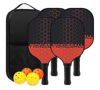 Touyinger Pickleball Paddles, Pickleball Set with Fiberglass Surface PickleBall Racket with 4 Balls Equipment and Portable Bag, Indoor & Outdoor Pickleball Sports for Men Women
