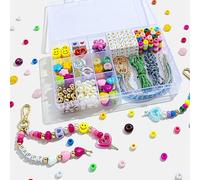 TOVABA 421PCS Beaded Keychain Making Kits - DIY Acrylic Heart, Star, Flower and Alphabet Beads for Bag Charms, Jewelry Making and Craft Supplies