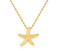 TOVABA Chunky Gold Necklace Simple Starfish Shell Pendant Conch Seashell Necklace Bohemian Summer Beach Necklaces for Vacation, Brass, No Gemstone