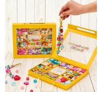 TOVABA DIY Keychain Making Kit - Personalised Bag Charm & Keyring Craft Box with Alphabet Letters, Smiley Faces, Hearts & Premium Gold Clasps - Creative Jewellery Gift for Adults, Teens & Kids