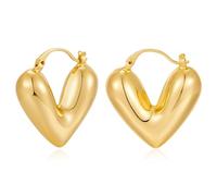TOVABA Gold Heart Earrings for Women Hypoallergenic - Bold Polished Statement Earrings, Non-Tarnish Jewellery for Daily Wear, Gift for Her