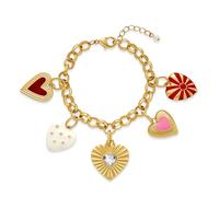 TOVABA Heart Charm Bracelet for Women, Multiple Colorful Dangle Hearts Design with Gold Link Chain, Fashion Jewellery for Wear & Stacking, Jewellery Gift for Her