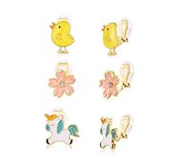 TOVABA Kids Clip On Earrings, Cute Chick, Unicorn & Flower Designs, Hypoallergenic Earrings for Kids