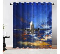 Tovast 3D Airplane Blackout Curtains Eyelet Curtains Polyester Fabric Airplane Window Drapes 27" W x 63" D 2 Panels Thermal Insulated Soundsproof Privacy for Living Room Bedroom(Image 3-14)
