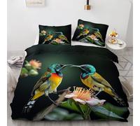 Tovast 3D Bird Duvet Cover Super King 220x260cm 3 Piece with Zipper Closure Comfort Microfiber Reversible Bedding Set Flowers Birds Quilt Cover with Pillowcase 50x75cm(Image8-15)