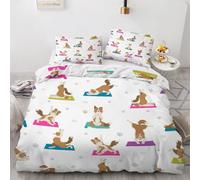 Tovast 3D Border Collie Duvet Cover Super King 220x260cm 3 Piece with Zipper Closure Comfort Microfiber Reversible Bedding Set Yoga Dog Quilt Cover with Pillowcase 50x75cm(Image2-2)