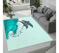 Tovast 3D Dolphin Rug Fluffy Soft Skin-Friendly Cartoon Animal Rugs 100x150cm Washable Anti-Slip Short Pile Carpet Mat for Bedroom Living Room Kitchen Decor(Image 10-1)