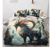Tovast 3D Dragon Duvet Cover Double 200x200cm 3 Piece with Zipper Closure Comfort Microfiber Reversible Bedding Set China Style Quilt Cover with Pillowcase 50x75cm(Image9-17)