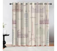 Tovast 3D Eiffel Tower Blackout Curtains Eyelet Curtains Polyester Fabric Big Ben Window Drapes 52" W x 84" D 2 Panels Thermal Insulated Soundsproof Privacy for Living Room Bedroom(Image 5-18)