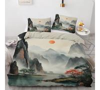Tovast 3D Japan Style Duvet Cover King Size 220x230cm 3 Piece with Zipper Closure Comfort Microfiber Reversible Bedding Set Art Aesthetics Quilt Cover with Pillowcase 50x75cm(Image2-6)