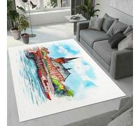 Tovast 3D Landscape Rug Fluffy Soft Skin-Friendly Architecture Retro Rugs 80x150cm Washable Anti-Slip Short Pile Carpet Mat for Bedroom Living Room Kitchen Decor(Image 46-15)