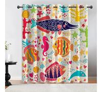 Tovast 3D Marine Animal Blackout Curtains Eyelet Curtains Polyester Fabric Marine Life Window Drapes 66" W x 72" D 2 Panels Thermal Insulated Soundsproof Privacy for Living Room Bedroom(Image 8-15)