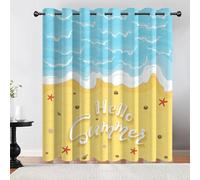 Tovast 3D Ocean Theme Blackout Curtains Eyelet Curtains Polyester Fabric Cartoon Window Drapes 66" W x 72" D 2 Panels Thermal Insulated Soundsproof Privacy for Living Room Bedroom(Image 2-20)