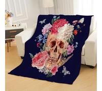 Tovast 3D Skeleton Blanket King 220x240cm Microfiber Cosy Flannel Flower Throw Blankets Soft Warm Plush Lightweight for Couch Bedroom Office Travel Camping(Image 20-5)