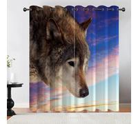 Tovast 3D Wolf Blackout Curtains Eyelet Curtains Polyester Fabric Animal Window Drapes 42" W x 54" D 2 Panels Thermal Insulated Soundsproof Privacy for Living Room Bedroom(Image 1-1)