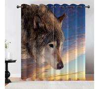 Tovast 3D Wolf Blackout Curtains Eyelet Curtains Polyester Fabric Animal Window Drapes 66" W x 54" D 2 Panels Thermal Insulated Soundsproof Privacy for Living Room Bedroom(Image 8-10)