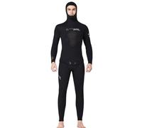 TOVCHEI 5MM Wetsuit Men's Split Diving Suit Long Sleeves Hooded Sunscreen Top Warm Cold-Proof Pants for Surfing Snorkeling,Black,M