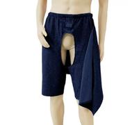 TOVCHEI Adult Open-Crotch Incontinence Pants with Front Flap, Elderly Bedridden Paralysis Care Shorts, Protect Privacy,Blue,XL