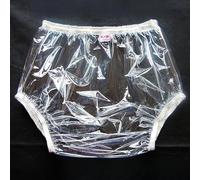 TOVCHEI Adult Pull on Plastic Pants Anti-Side Leakage Incontinence Safety Pants Quiet Waterproof Diaper Covers Reusable,Clear,S