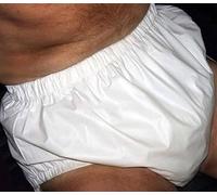 TOVCHEI Adult Pull on Plastic Pants Anti-Side Leakage Incontinence Safety Pants Quiet Waterproof Diaper Covers Reusable,White,L