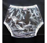 TOVCHEI Adult Pull on Plastic Pants Reusable Nappy Waterproof Incontinence Pants Diaper Covers Anti-Side Leakage Physiological,Clear,L