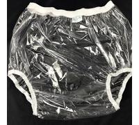 TOVCHEI Adult Pull on Plastic Pants Waterproof Nappy Reusable Incontinence Pants Anti-Side Leakage Physiological Diaper Covers,Clear,M