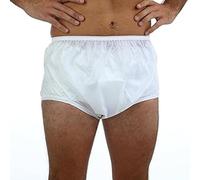 TOVCHEI Adult Pull on Plastic Pants Waterproof Nappy Reusable Incontinence Pants Anti-Side Leakage Physiological Diaper Covers,White,L