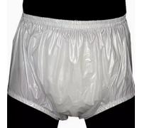 TOVCHEI Adult Pull on Plastic Pants Waterproof Quiet Incontinence Safety Pants Anti-Side Leakage Diaper Covers Reusable,White,M