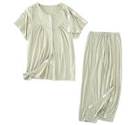 TOVCHEI Breathable Post Shoulder Surgery Shirts Short Sleeve Full Tear Away Pants Adaptive Dialysis Clothing,Green,M