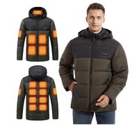 TOVCHEI Heated Jacket for Men with Detachable Hood Lightweight Heated Coat Warm Heating Clothing (Without Battery),Green,L