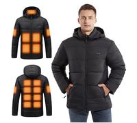 TOVCHEI Heated Jacket for Men with Detachable Hood Lightweight Heated Coat Warm Heating Clothing (Without Battery),Black,L
